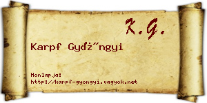 Karpf Gyöngyi névjegykártya